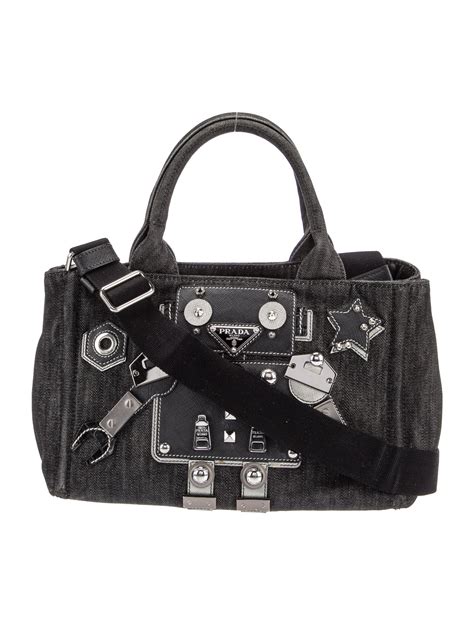 prada denim robot bag|Prada nylon tote bag sale.